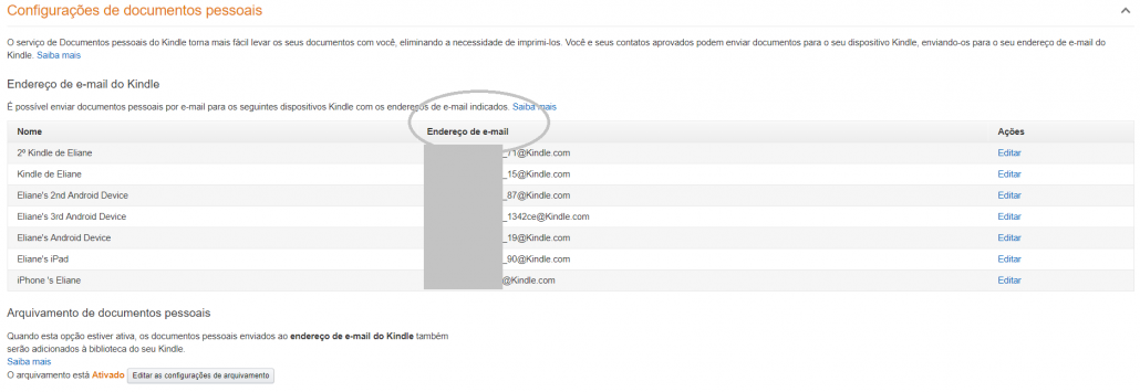 Como achar e-mail kindle e enviar arquivos